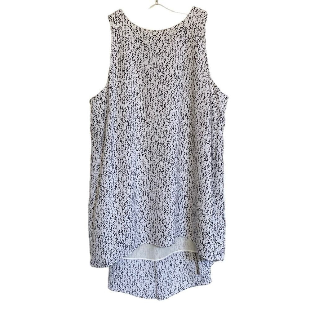 Vince Camuto White Black Scattered Dot Swing Hi-Lo Sleeveless Tank Top XS